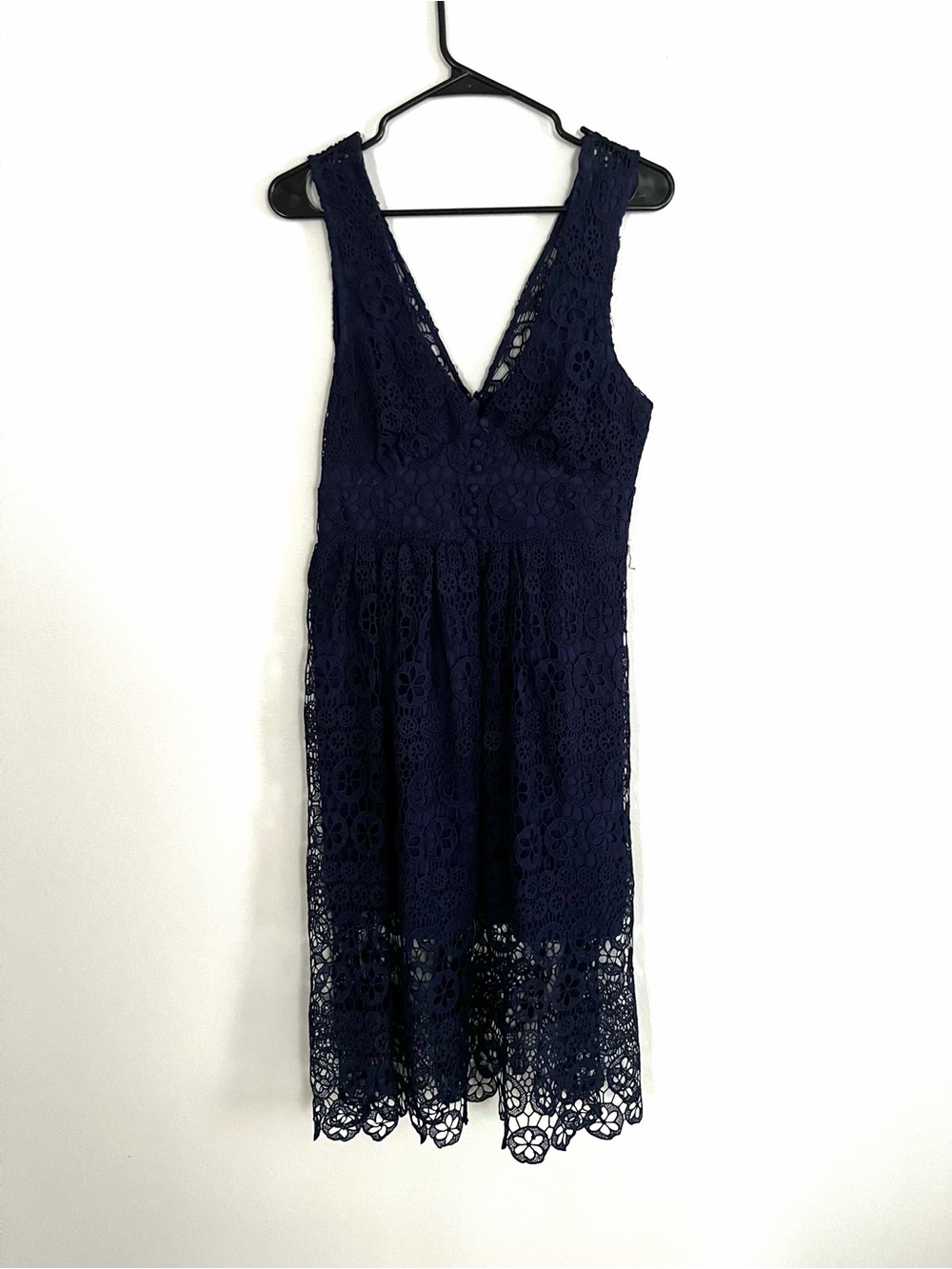 Lulus Navy Blue Floral Crochet Lace Midi Dress Size M